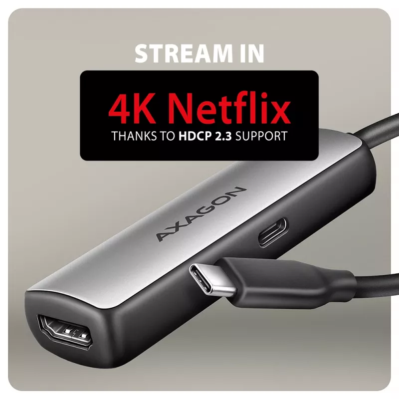 Axagon RVC-HI8KPD, USB-C -> HDMI 2.1 adapteris, 8K/60Hz, 4K/144Hz, HDR10+, PD100W