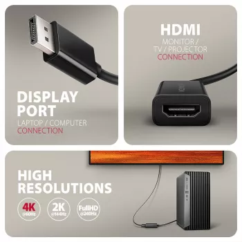 Axagon RVD-HI20N DisplayPort -> HDMI 2.0b adapteris, 4K/60Hz