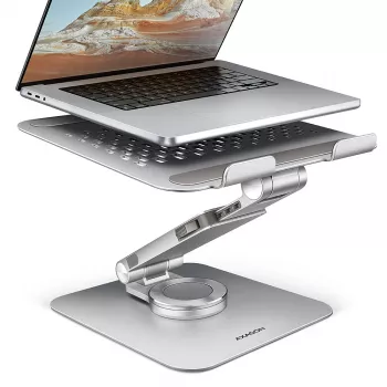 Axagon STND-LR aliumininis stovas su 360° pasukimu nešiojamiesiems kompiuteriams 10 inch–17.3 inch. Reguliuojamas aukštis ir kampas.