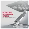 Axagon STND-LR aliumininis stovas su 360° pasukimu nešiojamiesiems kompiuteriams 10 inch–17.3 inch. Reguliuojamas aukštis ir kampas.