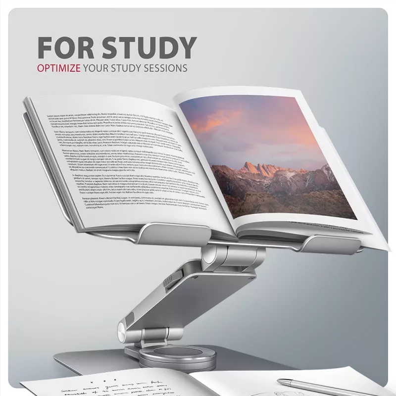 Axagon STND-LR aliumininis stovas su 360° pasukimu nešiojamiesiems kompiuteriams 10 inch–17.3 inch. Reguliuojamas aukštis ir kampas.