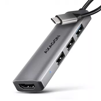 Axagon HMC-H3A USB 5Gbps šakotuvas, 3x USB-A, HDMI 4k/30Hz, 15cm USB-C laidas
