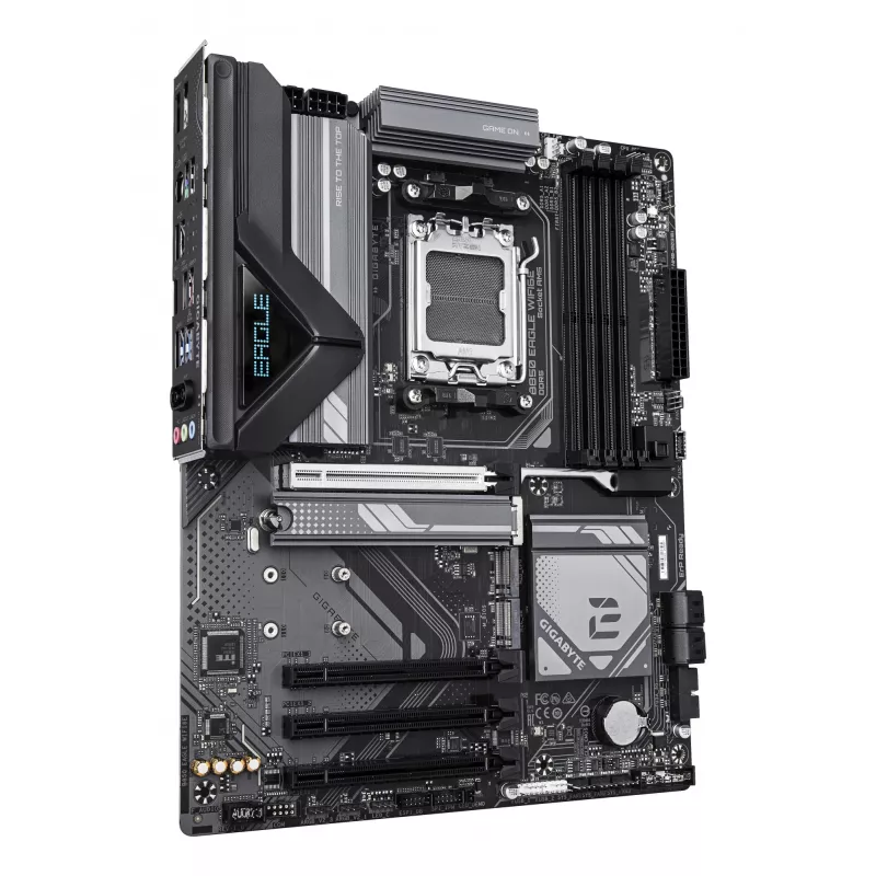 GIGABYTE B850 EAGLE WIFI6E pagrindinė plokštė – AMD Ryzen 9000 serijos procesoriams, 8+2+2 fazių skaitmeninis VRM, iki 8200MHz DDR5 (OC), 1xPCIe 5.0 + 2xPCIe 4.0 M.2, GbE LAN, WIFI 6E, USB 3.2 Gen 2