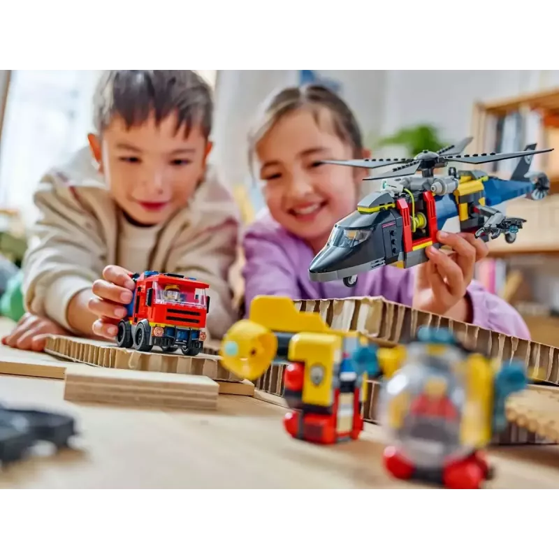 Konstrukcinis žaislas LEGO City Kombinuotas rinkinys 60462 — Sraigtasparnis ir gaisrinis automobilis, 874 detalės, 3 minifigūrėlės, amžius 7+