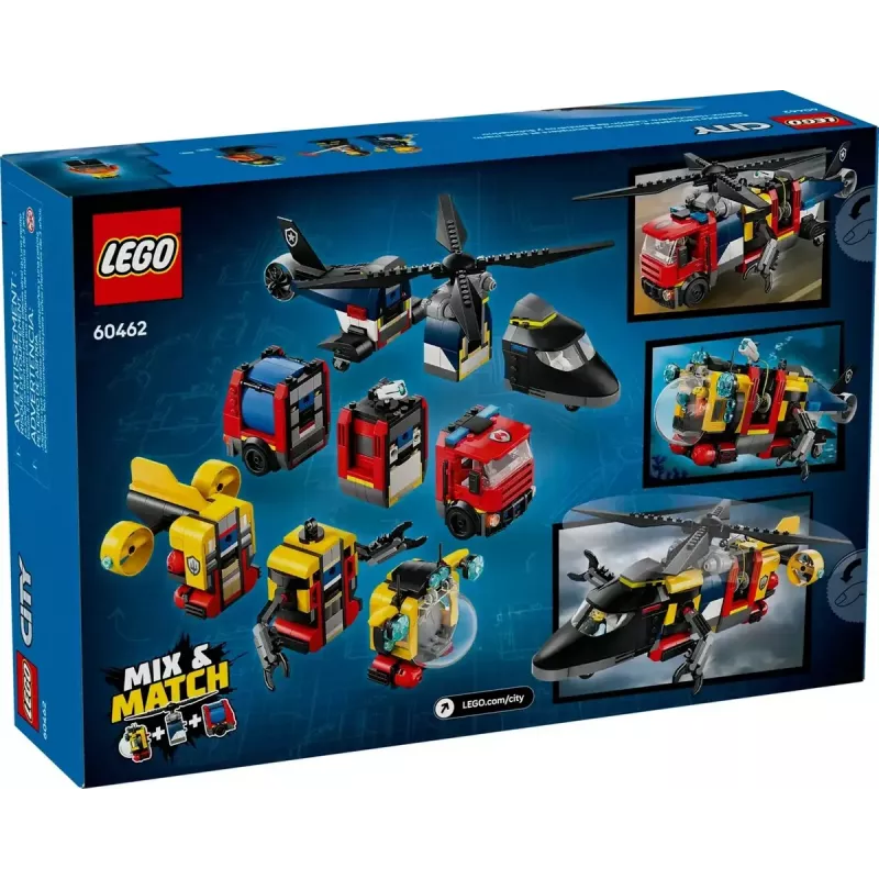 Konstrukcinis žaislas LEGO City Kombinuotas rinkinys 60462 — Sraigtasparnis ir gaisrinis automobilis, 874 detalės, 3 minifigūrėlės, amžius 7+