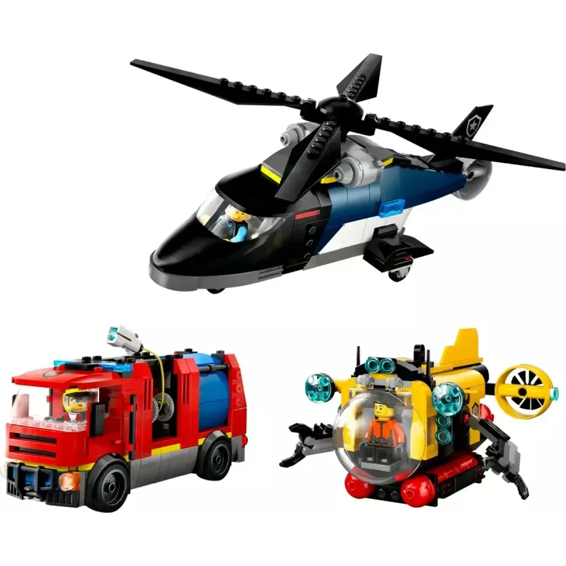 Konstrukcinis žaislas LEGO City Kombinuotas rinkinys 60462 — Sraigtasparnis ir gaisrinis automobilis, 874 detalės, 3 minifigūrėlės, amžius 7+