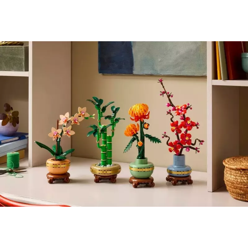 Dekoratyvinis LEGO Icons modelinis augalas — LEGO 10344 Laimingoji Bambukas botanikos kolekcija, 325 dalys, 290 mm aukštis