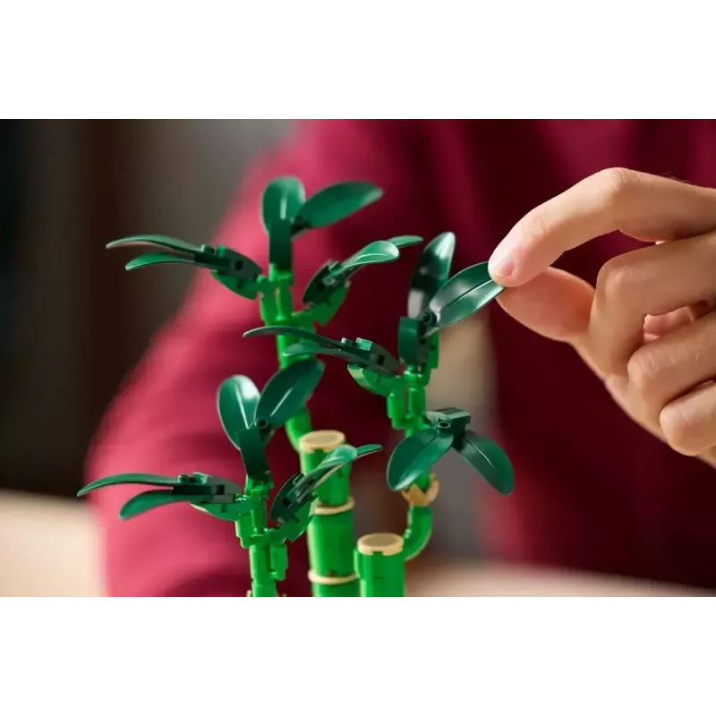 Dekoratyvinis LEGO Icons modelinis augalas — LEGO 10344 Laimingoji Bambukas botanikos kolekcija, 325 dalys, 290 mm aukštis