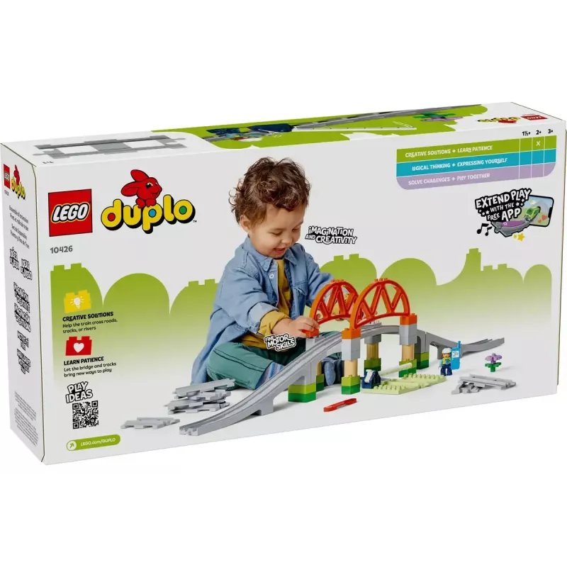 LEGO DUPLO Geležinkelio tilto ir bėgių išplėtimo rinkinys 10426 – DUPLO geležinkelio tiltas ir lenkti bėgiai mažiems vaikams
