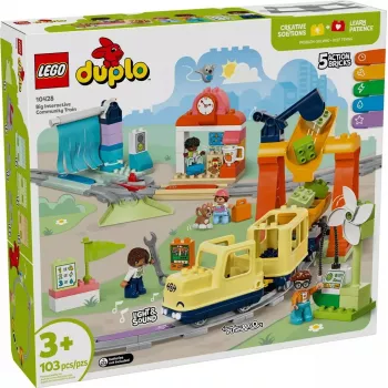 Žaislinis traukinys LEGO DUPLO 10428 Didysis Interaktyvus Bendruomenės Traukinys — didelis interaktyvus traukinys mažyliams