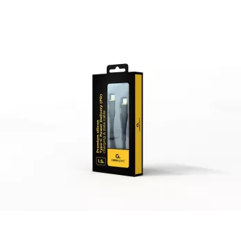 GEMBIRD Premium silikoninis Type-C maitinimo tiekimo (PD) įkrovimo ir duomenų laidas, 1,5 m – juodas