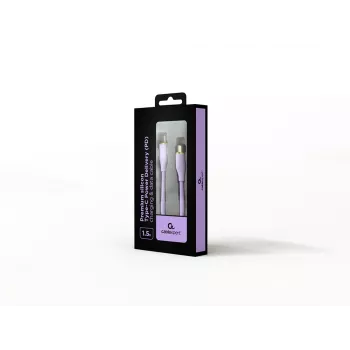 GEMBIRD USB Type-C Power Delivery (PD) 60W įkrovimo ir duomenų silikoninis laidas, 1,5 m violetinis