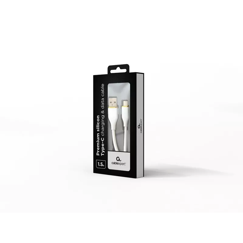 GEMBIRD Premium silikoninis Type-C USB įkrovimo ir duomenų laidas, 1,5 m - baltas