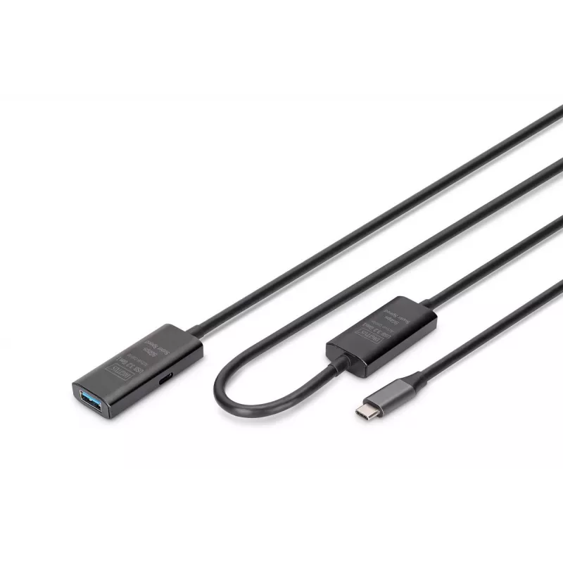 DIGITUS aktyvus USB-C ilginimo kabelis - 5G USB 3.2 Gen1 USB-C - USB-A (M/F) - 10m