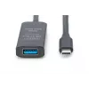 DIGITUS aktyvus USB-C ilginimo kabelis - 5G USB 3.2 Gen1 USB-C - USB-A (M/F) - 10m