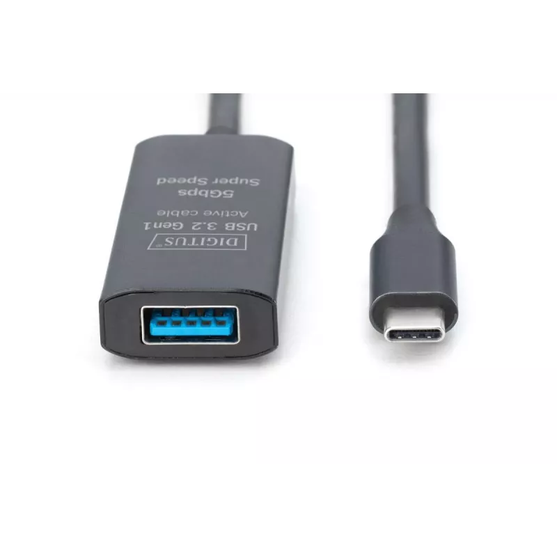 DIGITUS aktyvus USB-C ilginimo kabelis - 5G USB 3.2 Gen1 USB-C - USB-A (M/F) - 10m