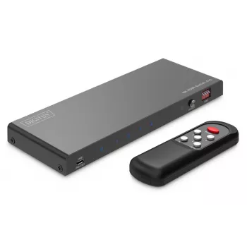 DIGITUS 4x1 HDMI jungiklis - 8K/60Hz (4:4:4), Toslink, stereofoninis, EDID valdymas