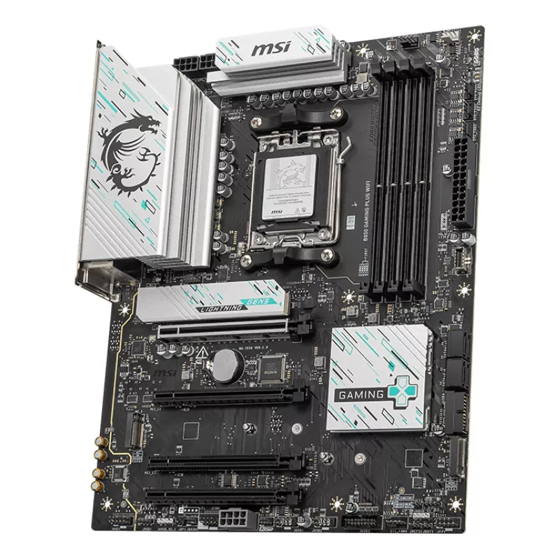 Pagrindinė plokštė MSI B850 GAMING PLUS WIFI ATX — AMD B850, lizdas AM5, DDR5, 4x DIMM, „Wi‑Fi 7“, 5 Gb LAN, 3x M.2, HDMI 2.1