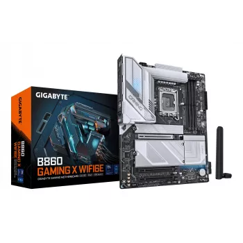 GIGABYTE B860 GAMING X WIFI6E pagrindinė plokštė – Intel Core Ultra serijos procesoriams, 12+1+2+1 fazių VRM, iki 9066 MHz DDR5, 1xPCIe 5.0 + 2xPCIe 4.0 M.2, 2,5GbE LAN, WIFI 6E, USB4