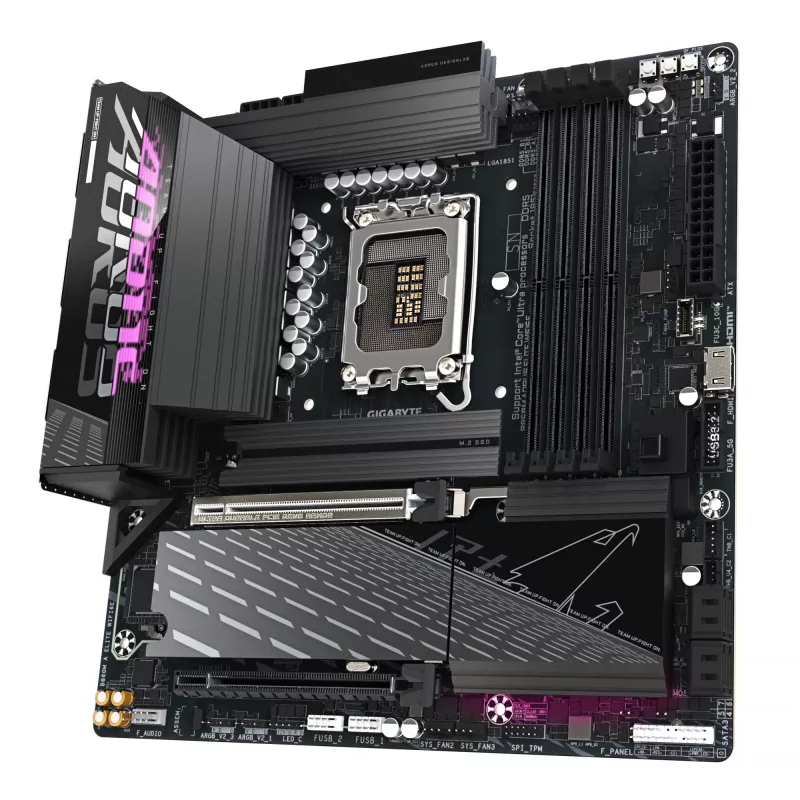 GIGABYTE B860M AORUS ELITE WIFI6E pagrindinė plokštė – Intel Core Ultra serijos procesoriams, 12+1+2+1 fazių VRM, iki 9200MHz DDR5, 1xPCIe 5.0 + 2xPCIe 4.0 M.2, 2.5GbE LAN, WIFI 6E, Thunderbolt