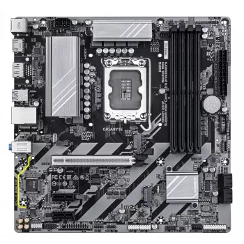GIGABYTE B860M D3HP pagrindinė plokštė – Intel Core Ultra serijos procesoriams, 4+1+2+1 fazių VRM, iki 9066MHz DDR5, 2xPCIe 4.0 M.2, GbE LAN, USB 3.2 Gen 1