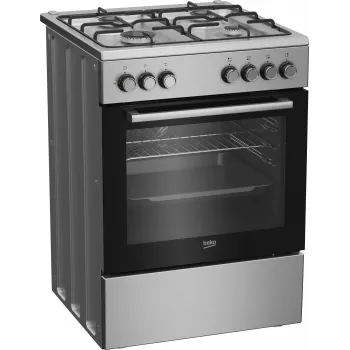 Beko FBE62130GXDN laisvai pastatoma viryklė, elektrinė ir dujinė, juoda