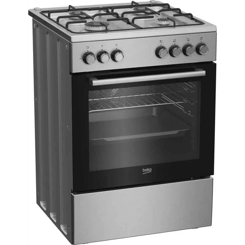 Beko FBE62130GXDN laisvai pastatoma viryklė, elektrinė ir dujinė, juoda