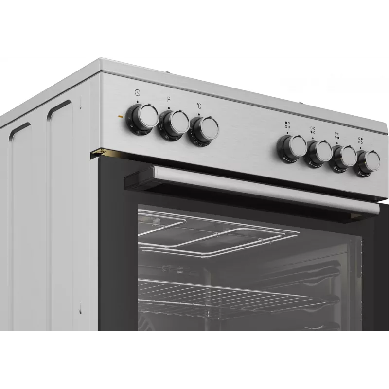 Beko FBE62130GXDN laisvai pastatoma viryklė, elektrinė ir dujinė, juoda