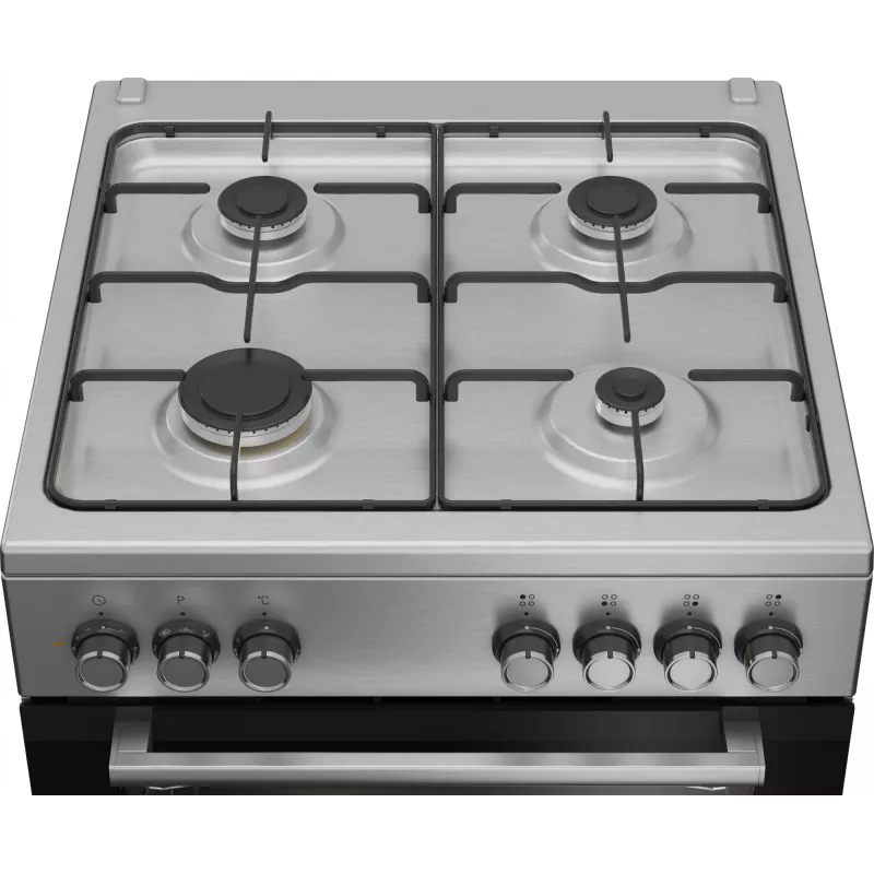 Beko FBE62130GXDN laisvai pastatoma viryklė, elektrinė ir dujinė, juoda