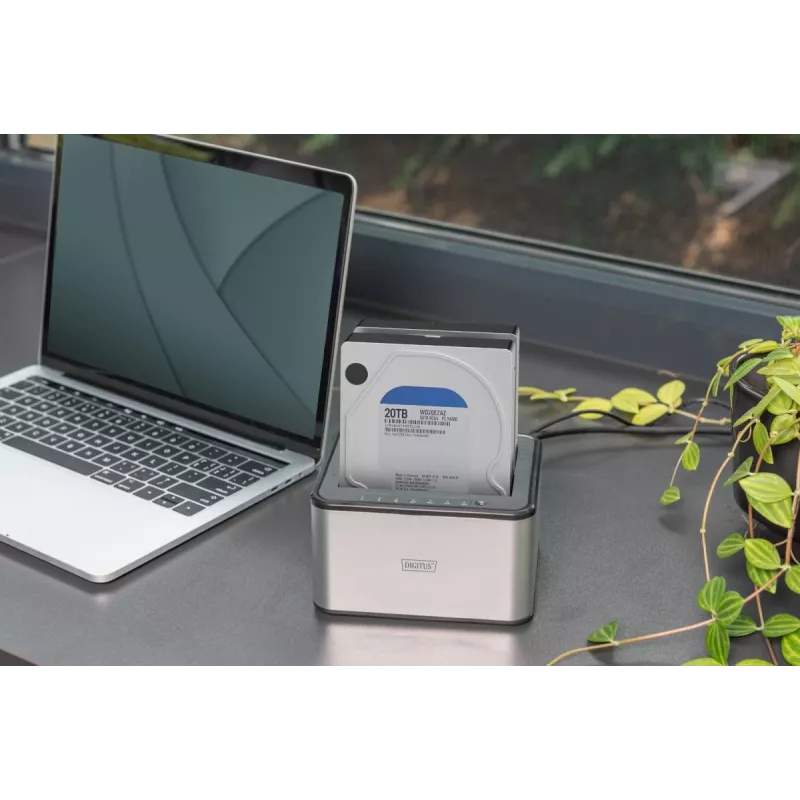 “DIGITUS” SATA prijungimo stotelė USB 3.0 – 2 prievadų, 2,5 colio / 3,5 colio SSD / HDD klonavimo funkcija