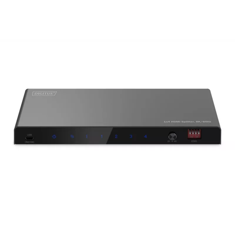 DIGITUS 1x4 HDMI skirstytuvas 8K/60Hz (4:4:4) Toslink Stereofoninis EDID valdymas