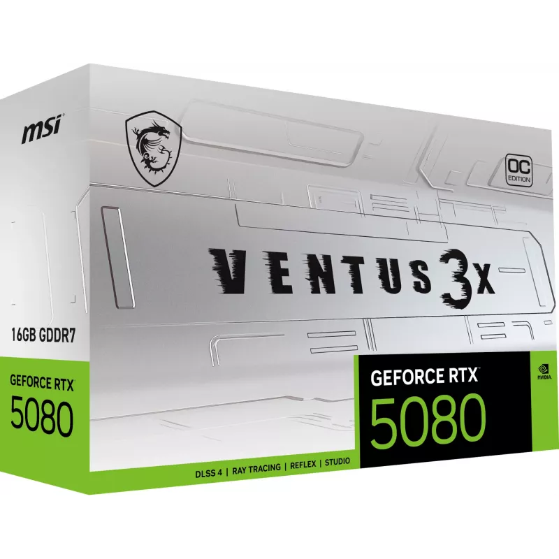 Vaizdo plokštė MSI GeForce RTX 5080 16GB GDDR7, PCIe 5.0, 256-bit, 303 mm, 360W, 3xDP 1xHDMI, balta
