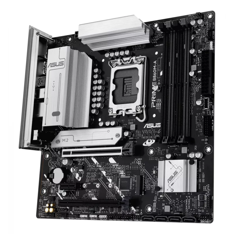 Pagrindinė plokštė ASUS PRIME B860M-A-CSM — Intel B860, LGA 1851, micro ATX, DDR5, 4 DIMM, 256 GB, 2.5 Gb Ethernet, 4x SATA III, M.2, 1x PCIe x16