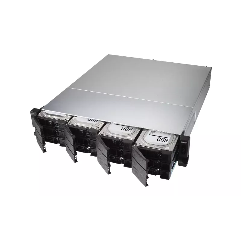QNAP TL-R1200C-RP saugojimo diskų aptvaro HDD/SSD aptvaras Juoda, Pilka 2,5/3,5 col.
