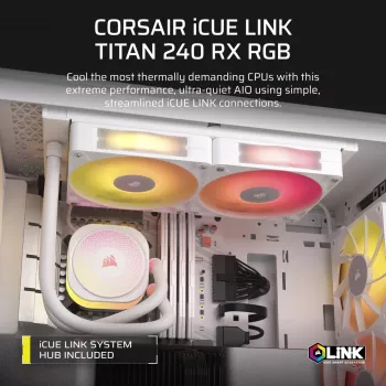 CORSAIR CPU aušintuvas - Icue Link Titan 240 Rx RGB Aio skysčio aušintuvas - baltas