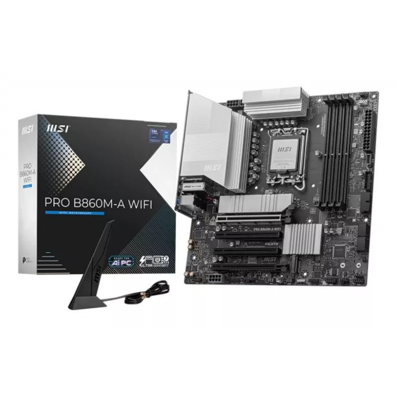 MSI PRO B860M-A WIFI pagrindinė plokštė Intel B860 LGA 1851 (Socket V1) micro ATX