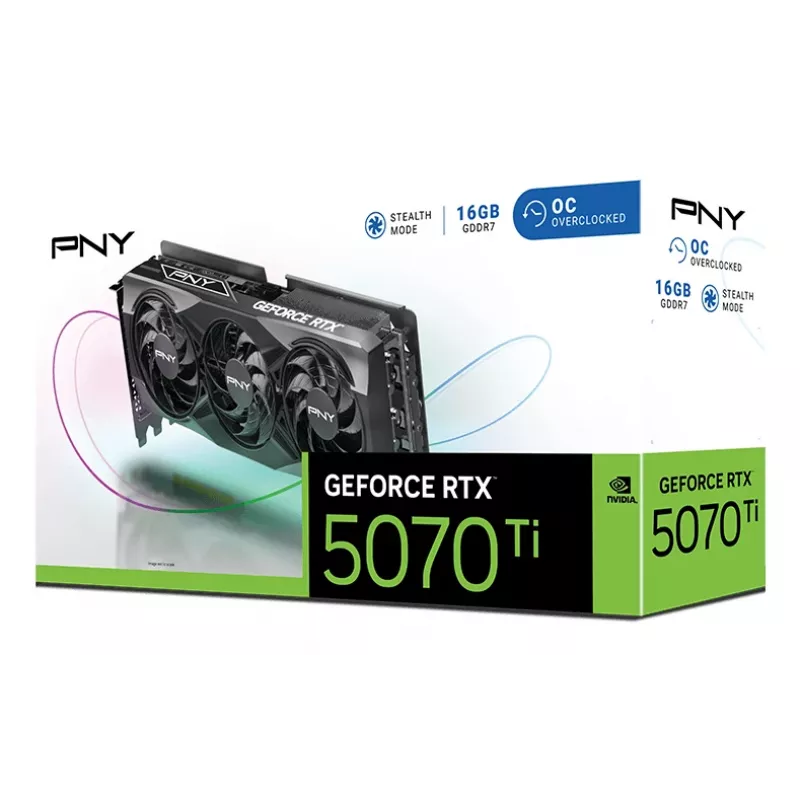PNY GeForce RTX 5070 Ti 16GB Overclocked Triple Fan - 16GB GDDR7 - DisplayPort 2.1b / HDMI 2.1b
