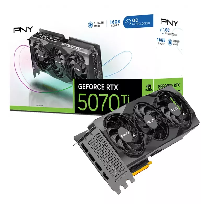 PNY GeForce RTX 5070 Ti 16GB Overclocked Triple Fan - 16GB GDDR7 - DisplayPort 2.1b / HDMI 2.1b