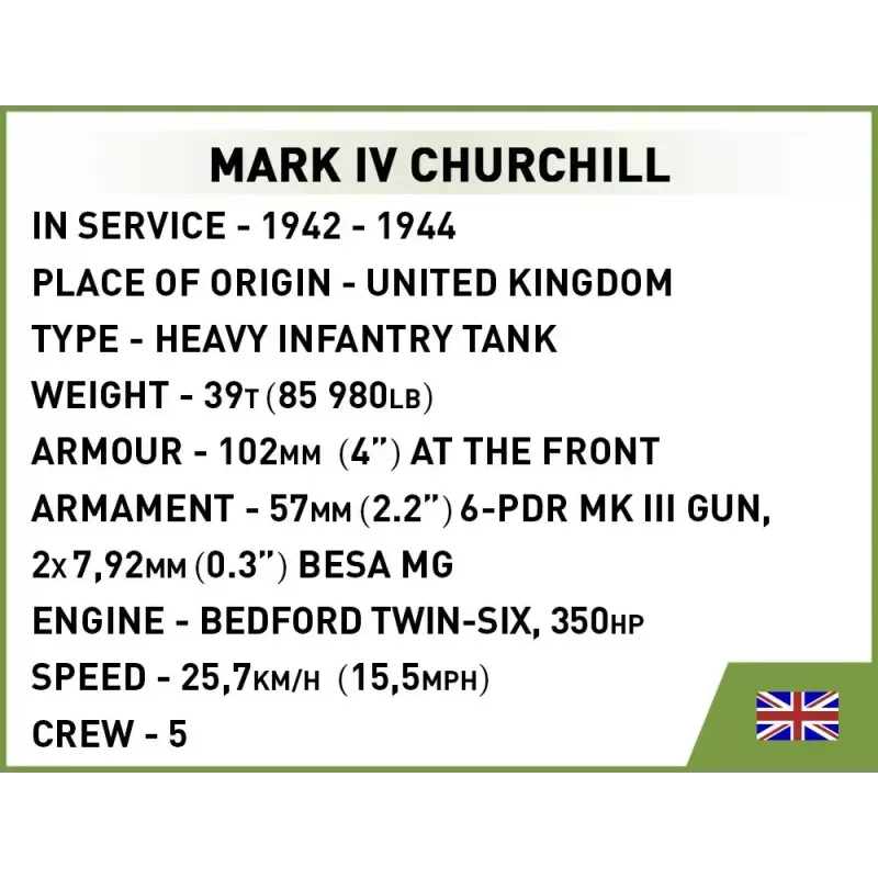 Cobi Blocks Mark IV Churchill statybos rinkinys, 668 dalys (COBI-3128)