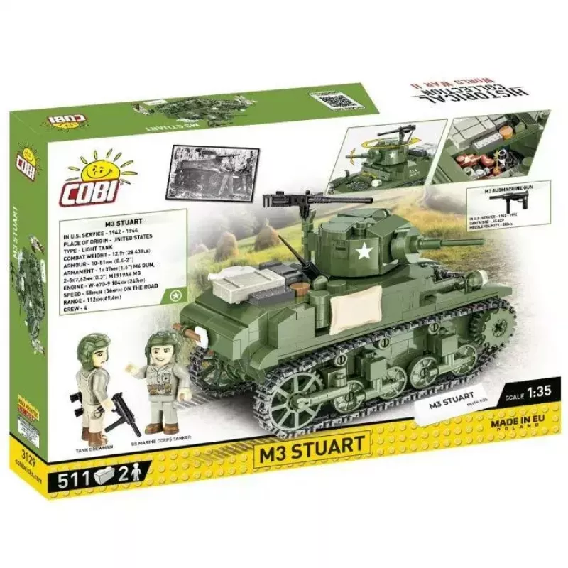 Statybinis blokų rinkinys Cobi Blocks M3 Stuart, 511 vnt., suderinamas su kitais prekių ženklais