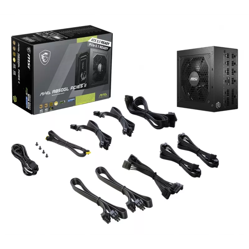MSI MAG A850GL PCIE5 II maitinimo blokas 850 W 20+4 kontaktų ATX ATX juodas