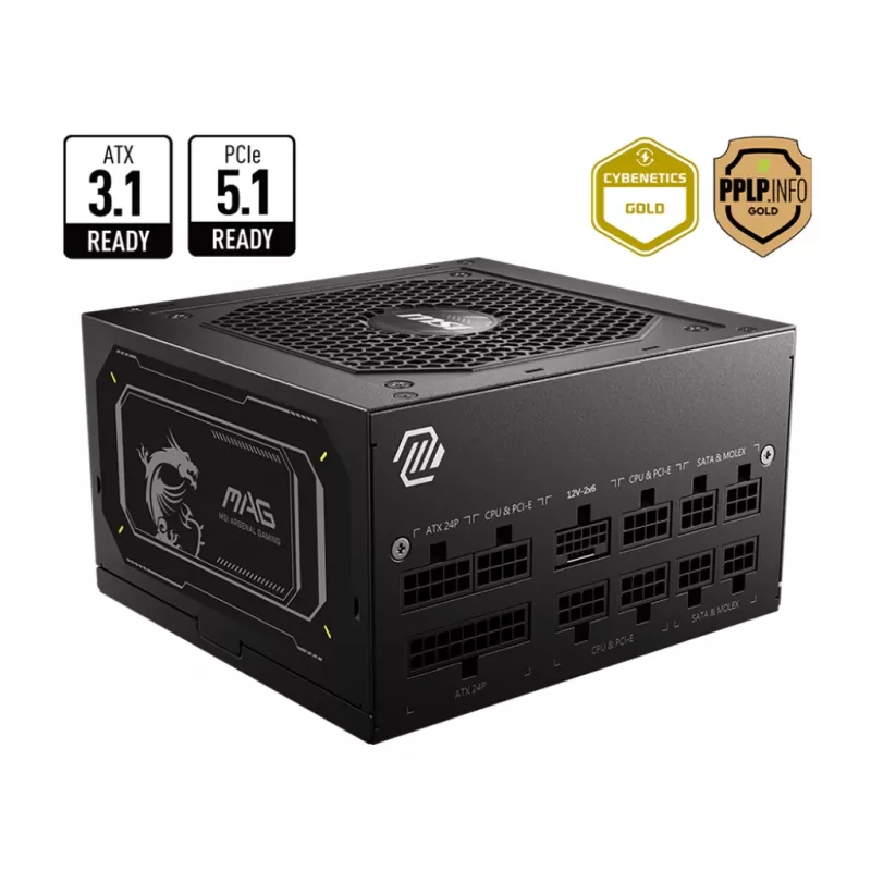 MSI MAG A850GL PCIE5 II maitinimo blokas 850 W 20+4 kontaktų ATX ATX juodas