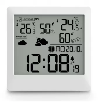 Hama 00222238 Skaitmeninė orų stotelė, balta LED, vidaus ir lauko termometras, higrometras
