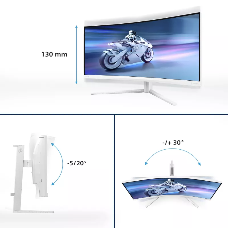 Philips Evnia 5000 34M2C5501A/00 kompiuterio monitorius 86,4 cm (34 colių) 3440 x 1440 pikselių Wide Quad HD LCD Baltas