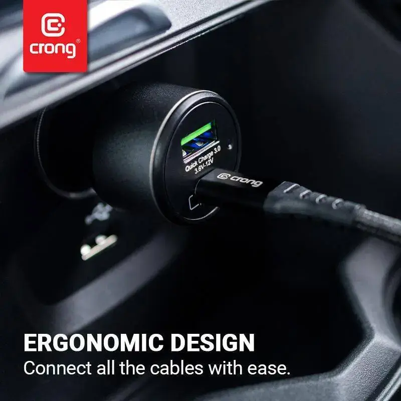 Automobilinis kroviklis Crong CRG-PWRC-USBC63-BLK Greitas krovimas Išmanusis telefonas Išmanusis laikrodis