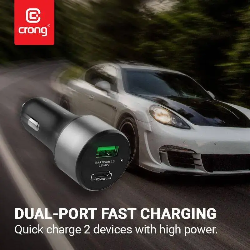 Automobilinis kroviklis Crong CRG-PWRC-USBC63-BLK Greitas krovimas Išmanusis telefonas Išmanusis laikrodis