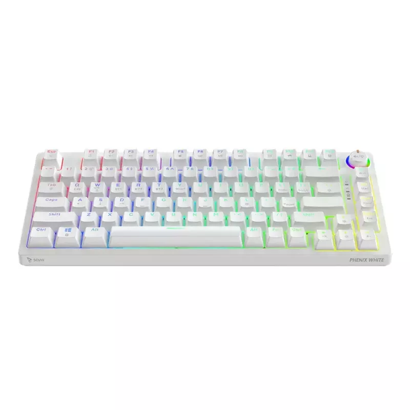 Žaidimų klaviatūra Savio Phenix WHITE GAT Geltona USB Bluetooth QWERTY