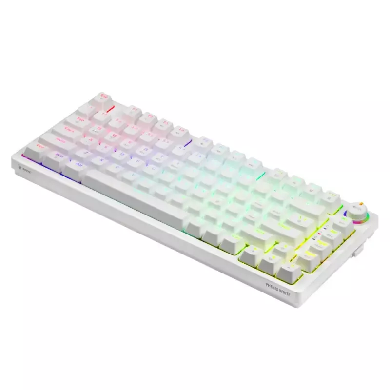 Žaidimų klaviatūra Savio Phenix WHITE GAT Geltona USB Bluetooth QWERTY