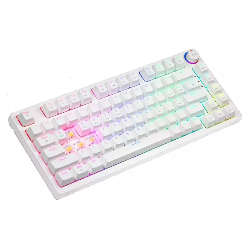 Žaidimų klaviatūra Savio Phenix WHITE GAT Geltona USB Bluetooth QWERTY