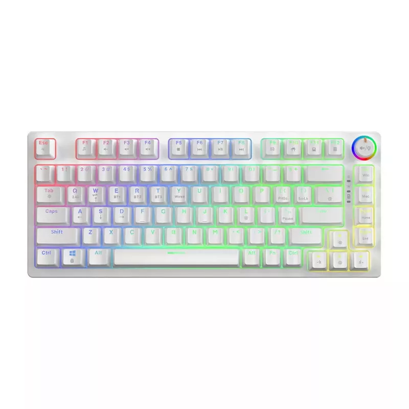 Žaidimų klaviatūra Savio Phenix WHITE GAT Geltona USB Bluetooth QWERTY